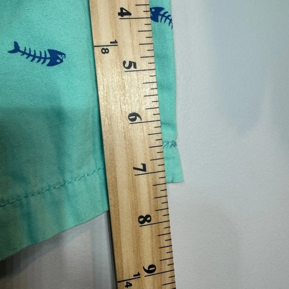 OshKosh Fish Skeleton Print Chino Shorts Boys 7‎ Mint Nautical Summer Preppy